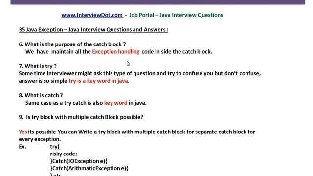 35 Java Exception Interview Question Part 1 смотреть онлайн