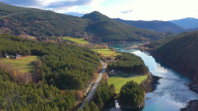 Ottadalen, Finna River and Neset bru - Cinematic Drone Video, Norway, 4k смотреть онлайн
