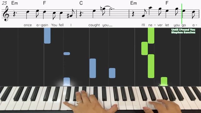 How to play Until I Found You by Stephen Sanchez on Piano/Keyboard - Synthesia Tutorial смотреть онлайн