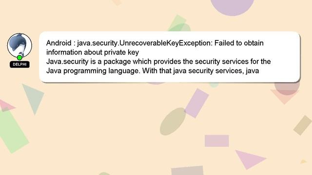 Android : java.security.UnrecoverableKeyException: Failed to obtain information about private key смотреть онлайн