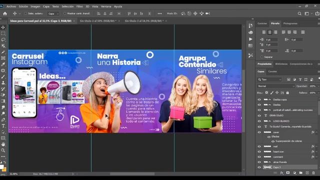 Photoshop Tutorial ? Cómo Crear un Carrusel para Instagram ? смотреть онлайн