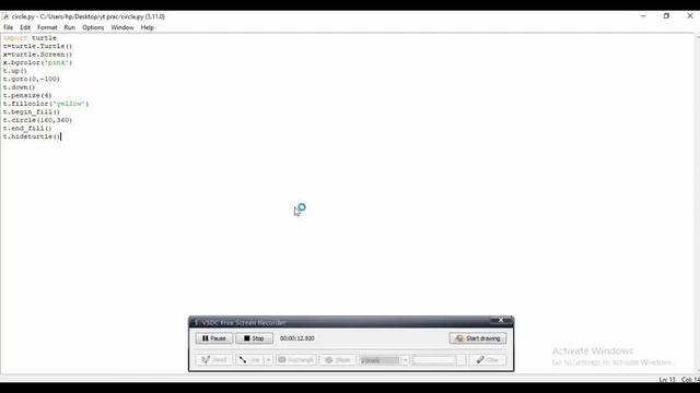 creating colorfull circle and filling background color using python turtle смотреть онлайн