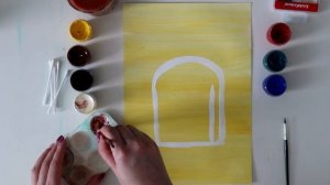 Рисуем с детьми пасхальную открытку "Кулич и яйца".