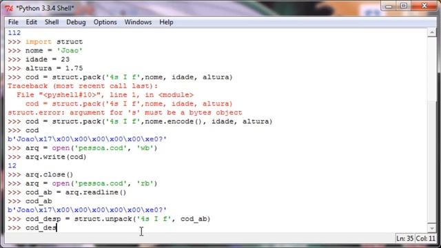 Aulas Python - 075 - Armazenamento de Dados I: struct смотреть онлайн