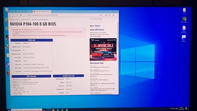 P104-100 Прошивка биос из 4 в 8 Gb подробно. Продлеваем майнинг? смотреть онлайн