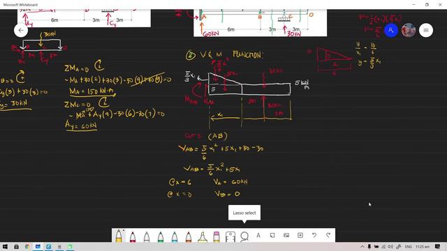 Shear and Bending Moment Diagrams w/ Shear and Bending Moment Function (3 of 3) смотреть онлайн