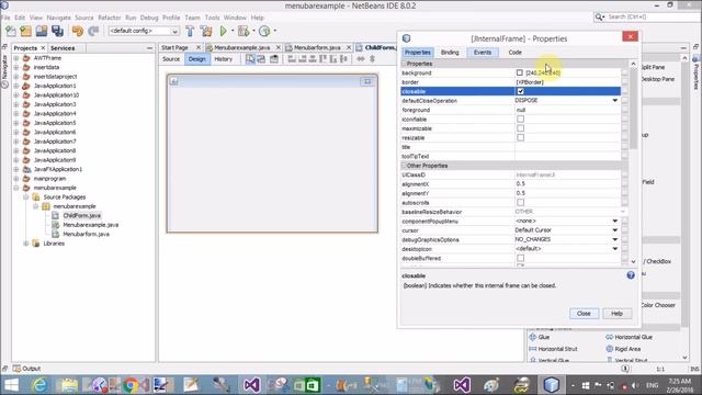 MenuBar, Menu, MenuItem with MDI Form in Swing Example смотреть онлайн