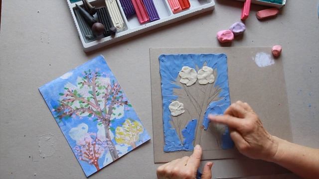 Пластилиновая живопись "Весенний пейзаж" смотреть онлайн