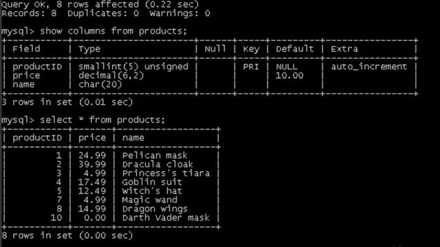 Mysql - Using Default Data смотреть онлайн