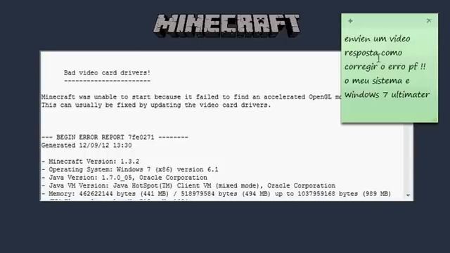Me ajudem a resolver o erro de minecraft ! смотреть онлайн