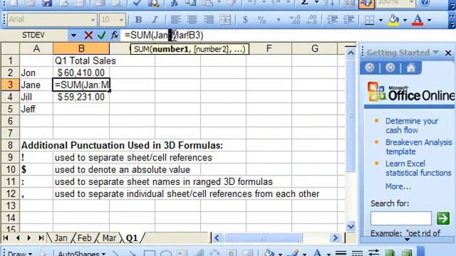 Excel 2003 Tutorial Creating 3D Range References Microsoft Training Lesson 12.3 смотреть онлайн