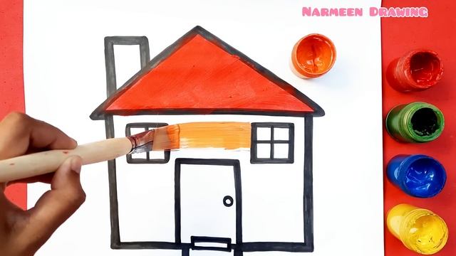 Let's Learn How To Draw A House! For Kids | Colouring A House смотреть онлайн