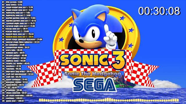 SONIC THE HEDGEHOG 3 OST |1994 | SEGA GENESIS - complete soundtrack in one video смотреть онлайн