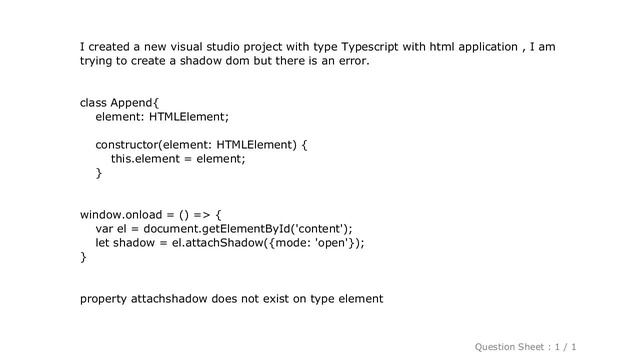 HTML : property attachshadow does not exist on type element смотреть онлайн