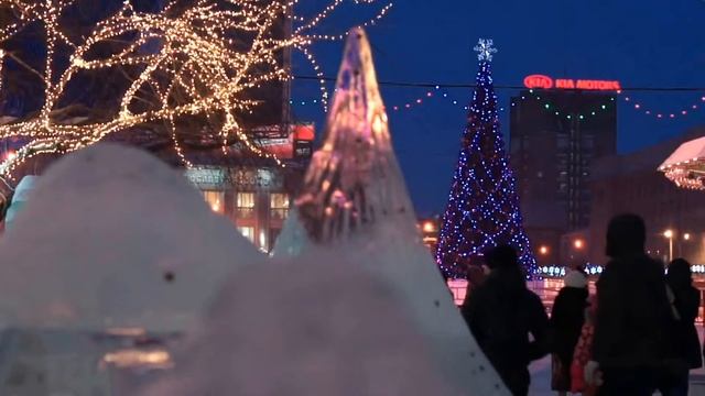 Новосибирск - Первомайский сквер - зима 2015 смотреть онлайн