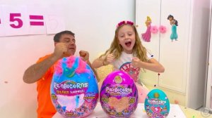 Настя и папа знакомятся с животными на ферме