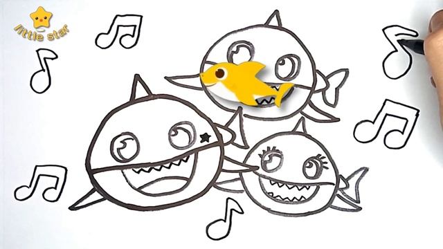 Baby Shark drawing song ? How to draw Cute Baby Shark ? Drawing easy for kids смотреть онлайн