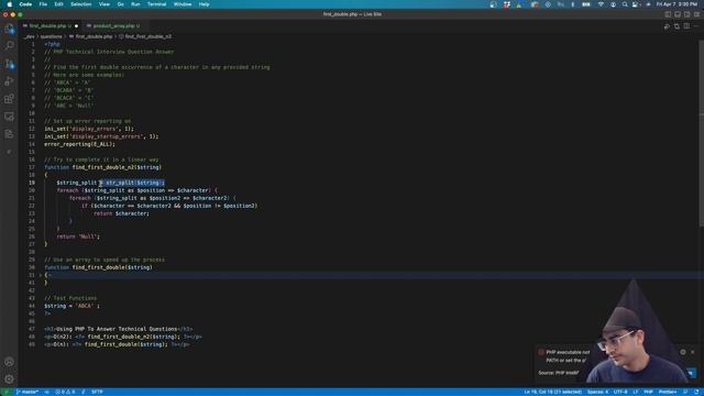 PHP Developer Technical Interview Question - Find first double occurrence смотреть онлайн