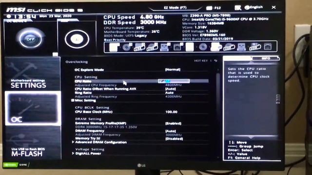 Overclocking with MSI bios Click Bios 5 i5 9600k