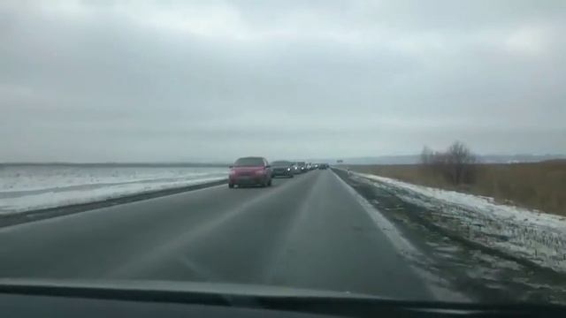 Затор в сторону Старочеркасской, Ростовская область. 18.02.2018 смотреть онлайн