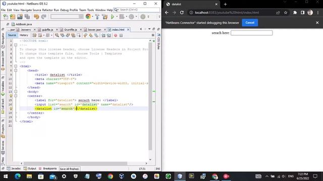 datalist search option (autocompleate suggestion) in HTML NetBeans смотреть онлайн