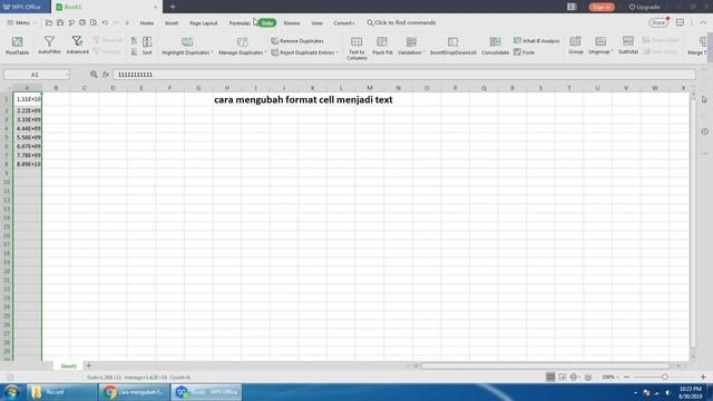 Tutorial WPS Office (excel) : cara mengubah format cell menjadi text смотреть онлайн