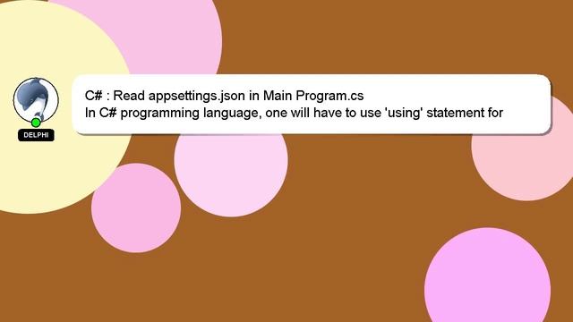 C# : Read appsettings.json in Main Program.cs смотреть онлайн