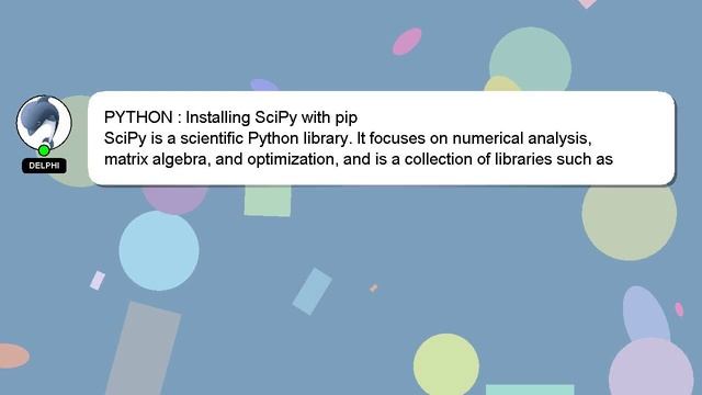 PYTHON : Installing SciPy with pip смотреть онлайн