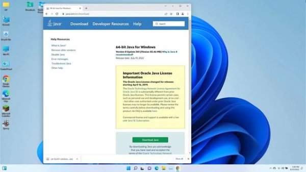 Installing Java Runtime Environment in Windows 11
