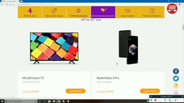 Redmi Note 5 Pro,Redmi Y1,Y2,Mi LED TV in Rs.4 | MI 4th Anniversary Sale смотреть онлайн