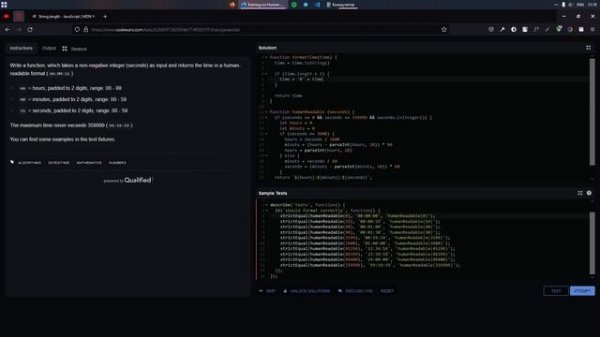 Решение задачи Human Readable Time по JavaScript на Codewars