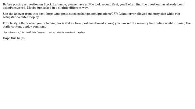 How to run deploy command while memory exhausted and we can't able to increase server memory limit? смотреть онлайн