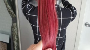 Long hair Play. braided longhair Rose pink :: her wavy hair playing with long braids on a warm day.