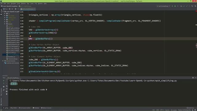 OpenGL in python e14 - simplifying the code смотреть онлайн
