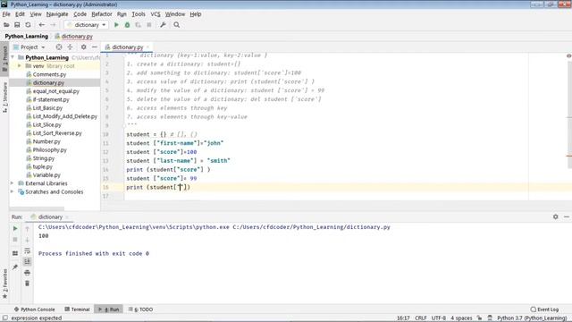Python tutorial: 13.0 - dictionary basic operations смотреть онлайн