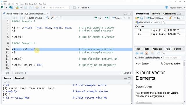 Count TRUE Values in Logical Vector in R (2 Examples) | Get Number of Positives | sum & na.rm смотреть онлайн
