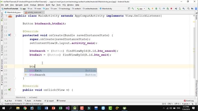 Android Studio Tutorial - How to use 3 Methods to Implement OnClick Listener on Button смотреть онлайн