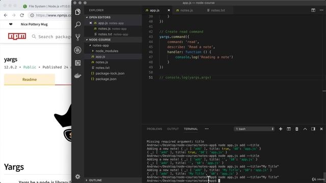 4.4 Argument Parsing with Yargs Part II смотреть онлайн