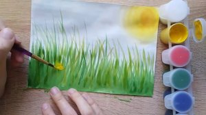 Как нарисовать поле с цветами. Простой рисунок гуашью для детей