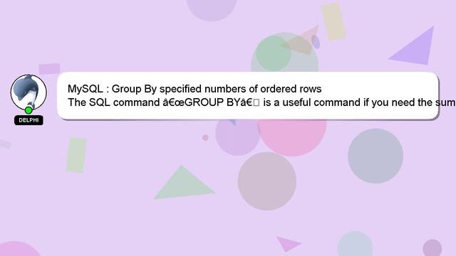 MySQL : Group By specified numbers of ordered rows смотреть онлайн