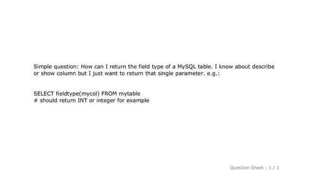 MySQL : How to return field type from MySQL query? смотреть онлайн