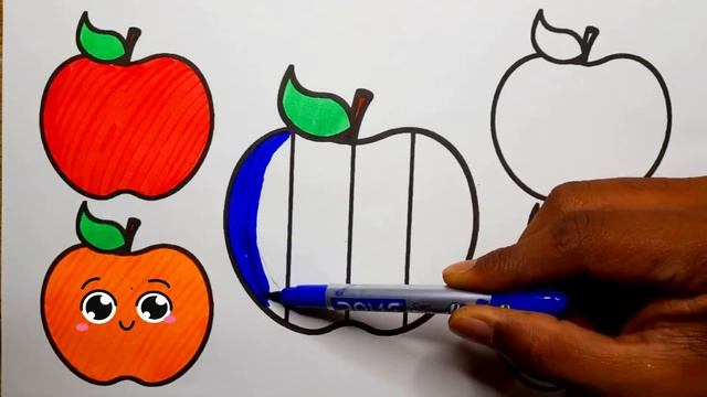 Learn FRUITS ? Painting and Coloring for Kids & Toddlers | Kids Art | How To Draw Apple смотреть онлайн