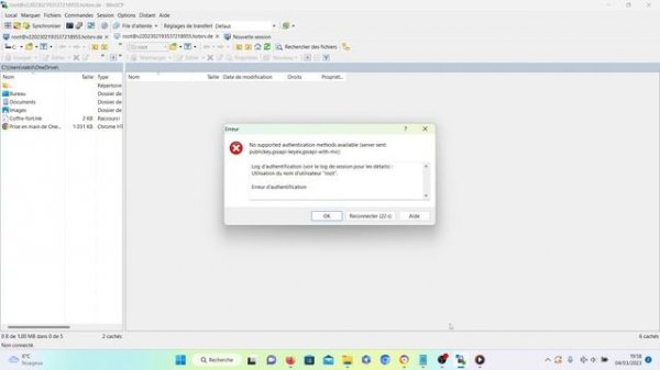 حل مشكلة : no supported authentication methods available server sent publickey ..