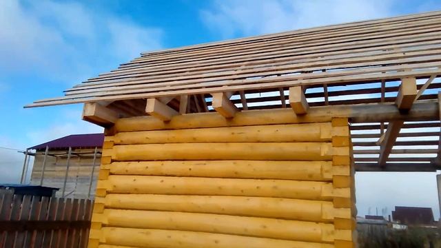 Баня 3*4 ( стропиловка, фронтоны, обрешётка) смотреть онлайн