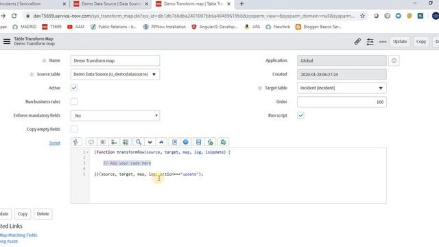 Servicenow Transform Map Script Example | Data Source & Import Data into ServiceNow Instance смотреть онлайн