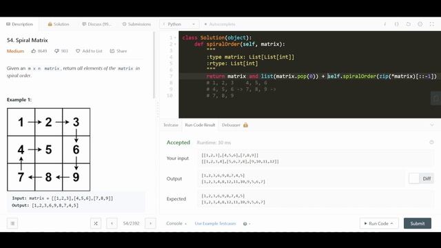 LeetCode Spiral Matrix | Insane One Liner смотреть онлайн