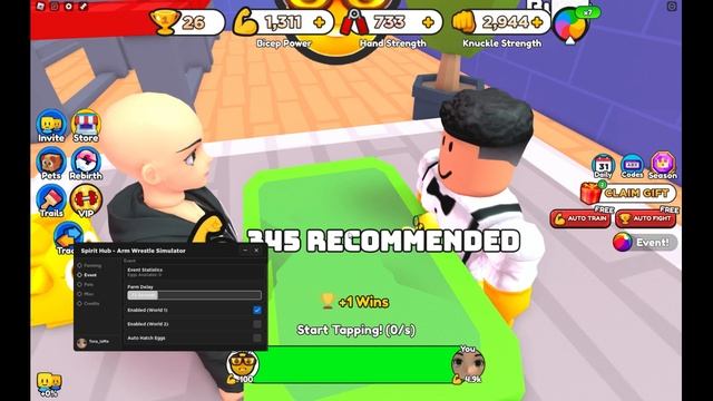 Roblox Arm Wrestle Simulator Script - Auto Farm GUI & More (NO KEY!!) смотреть онлайн