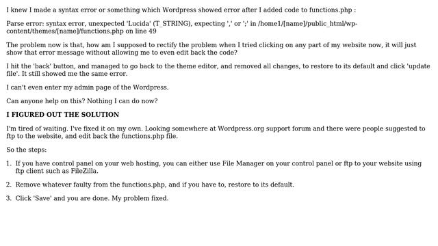 "Parse error: syntax error, unexpected" and the Wordpress Theme Editor no longer working! смотреть онлайн