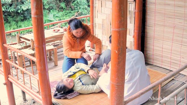 Girl In Pain Confronts The Miscarriage While Working. Gardening, Rural Life