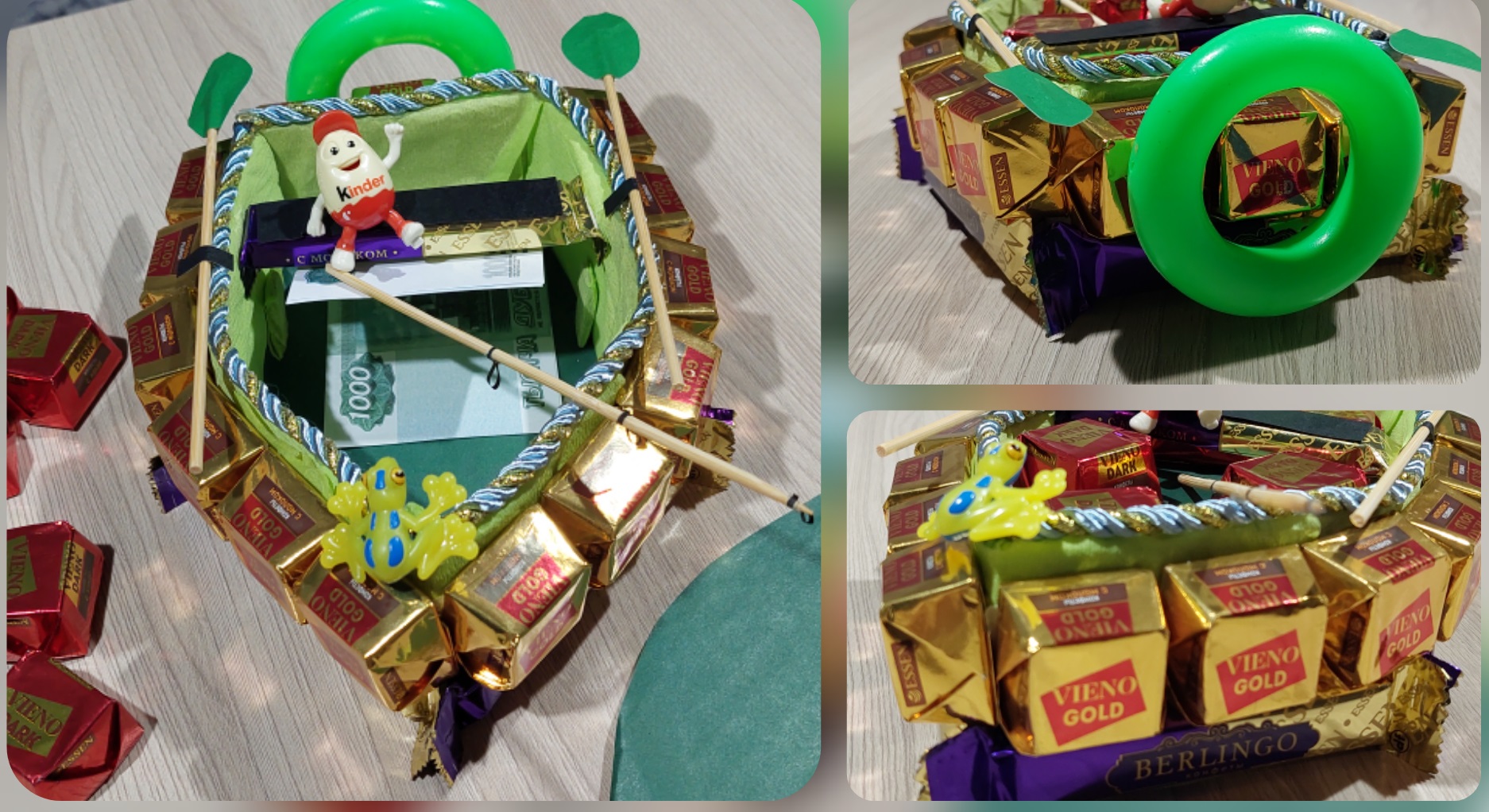 Сладкий подарок своими руками, лодка из конфет.mp4 смотреть онлайн